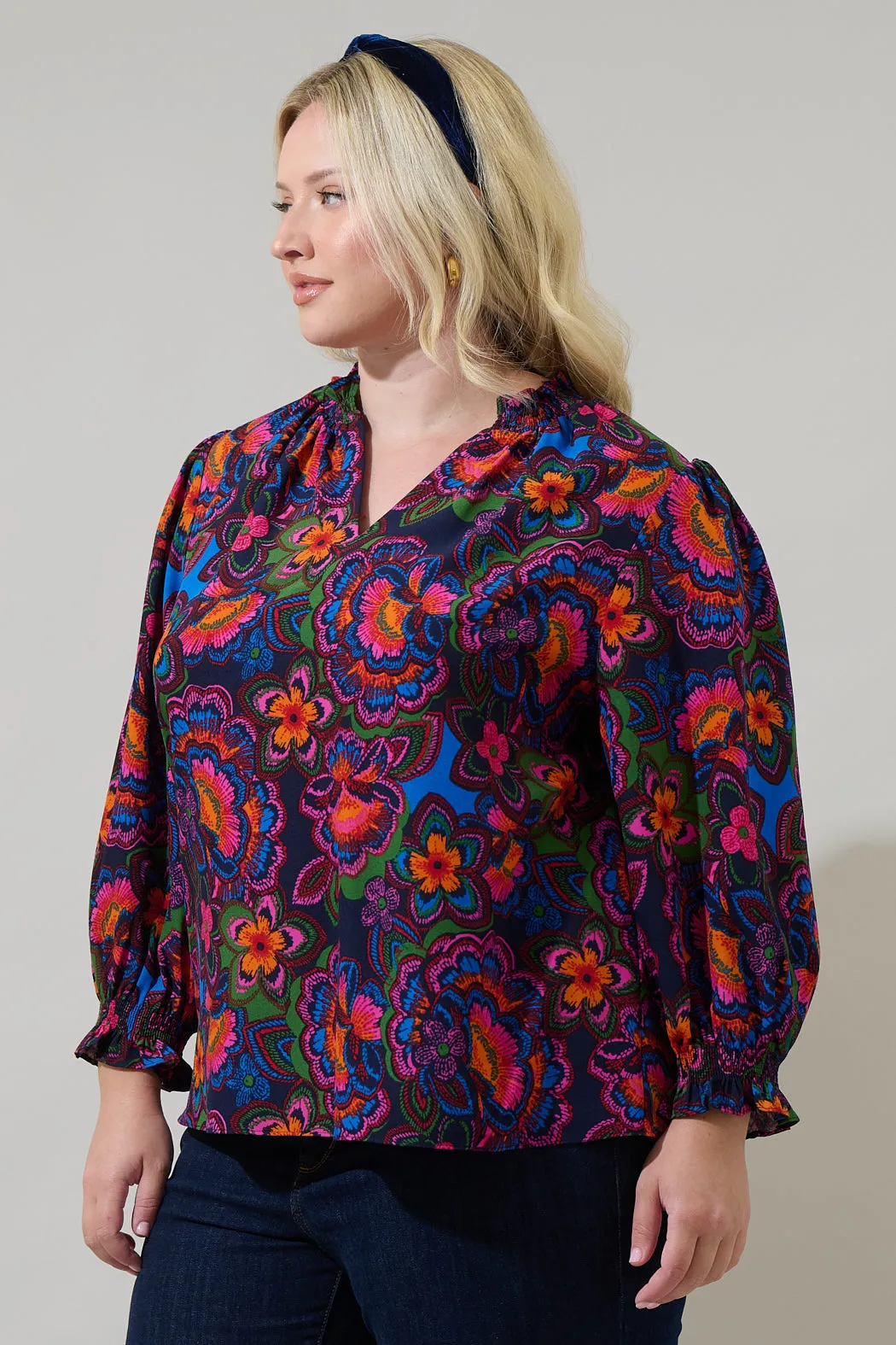 Raveena Midnight Groover Split Neck Blouse Curve sold by Sugarlips product image thumbnail 3