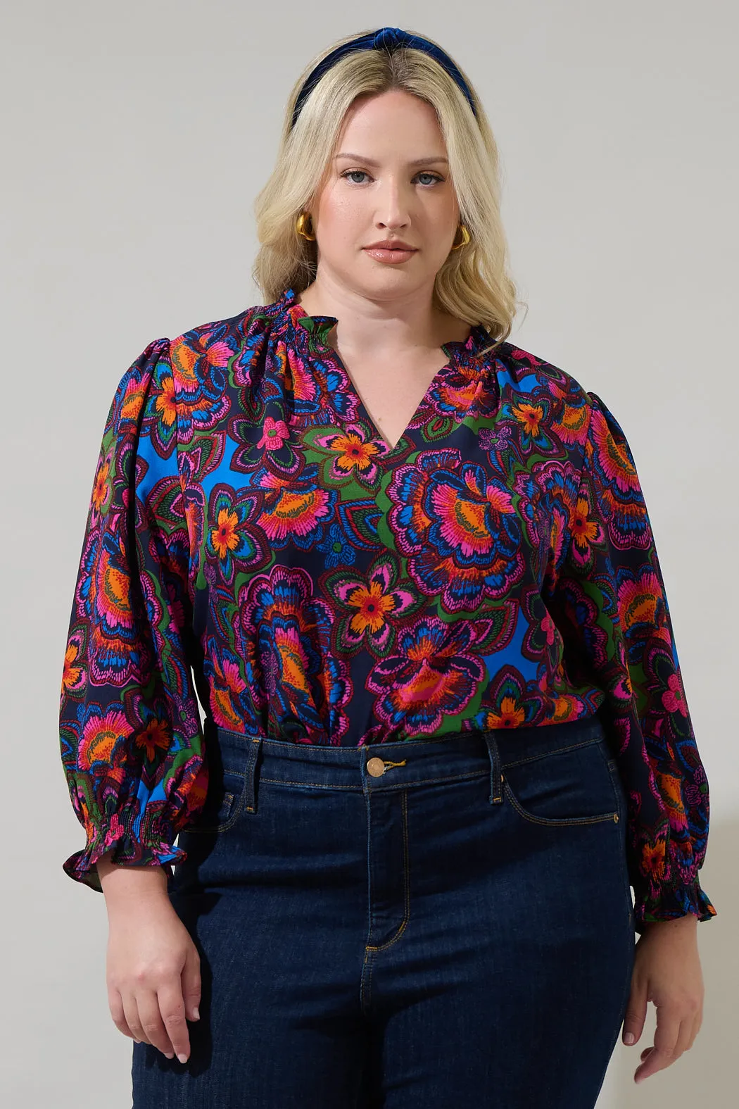 Raveena Midnight Groover Split Neck Blouse Curve sold by Sugarlips