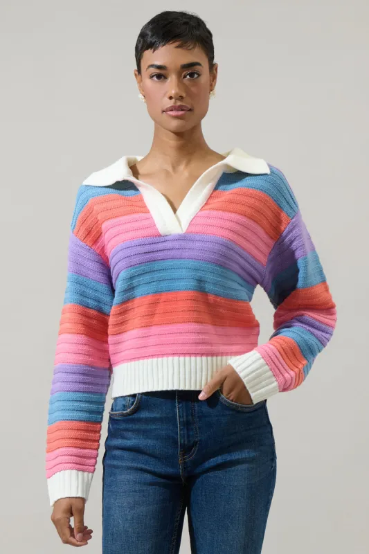 Roselin Striped Collared Sweater sold by Sugarlips