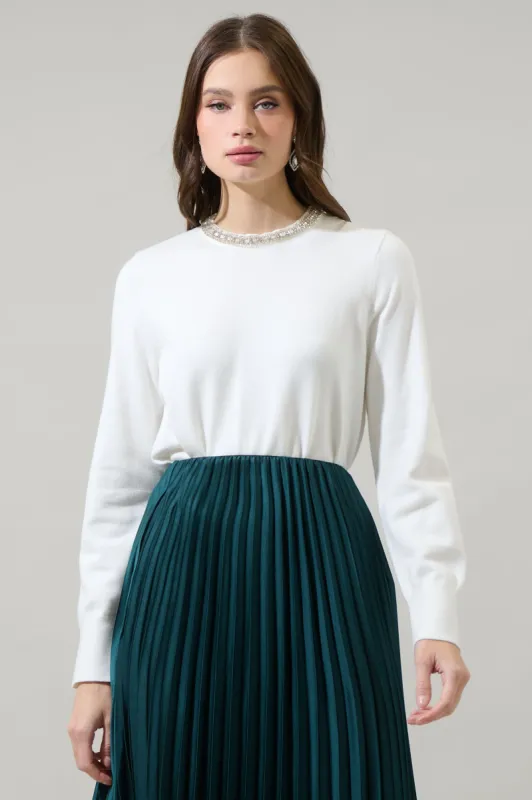 Caddice Beaded Embellished Crewneck Sweater sold by Sugarlips