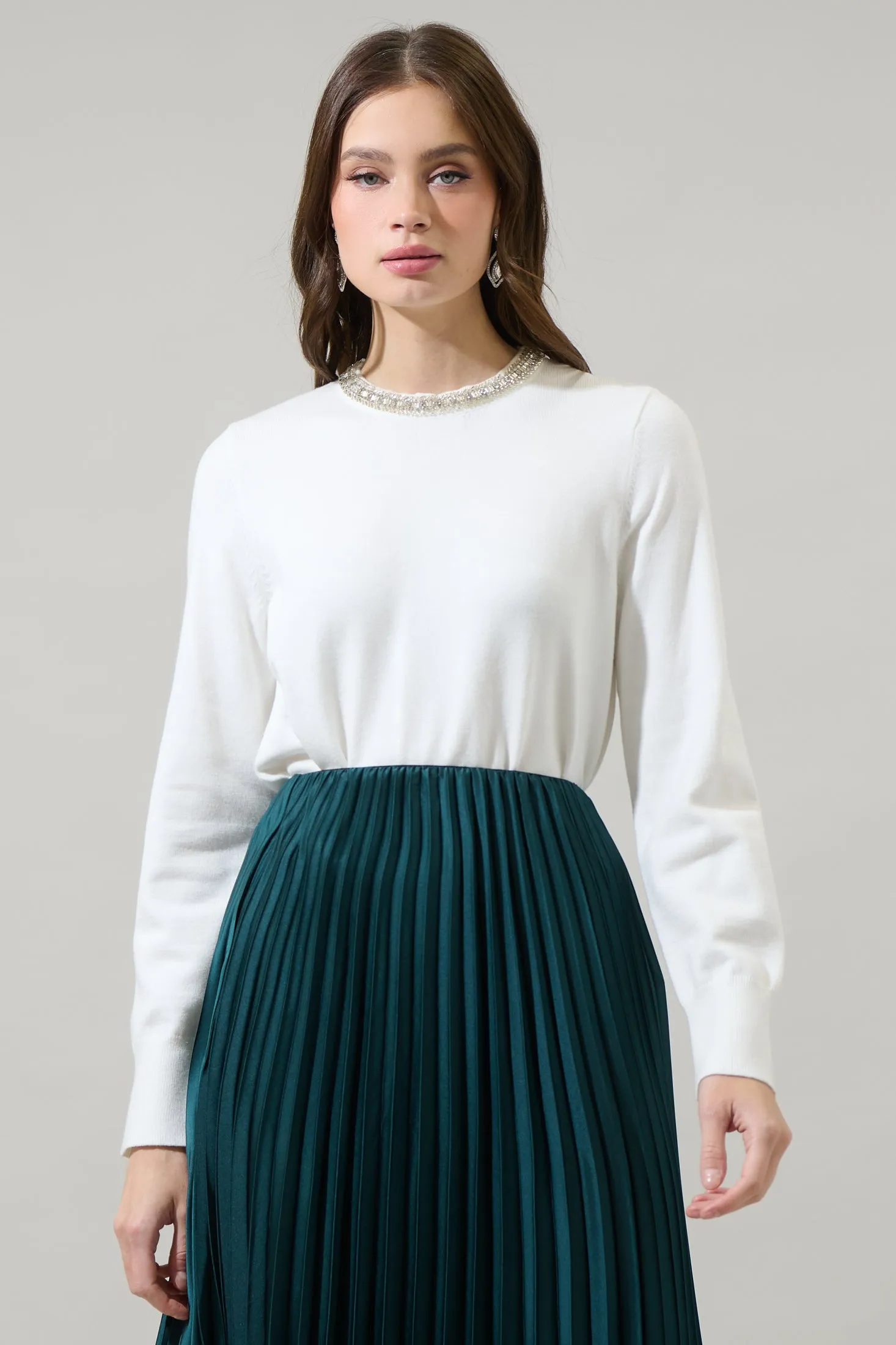 Caddice Beaded Embellished Crewneck Sweater sold by Sugarlips