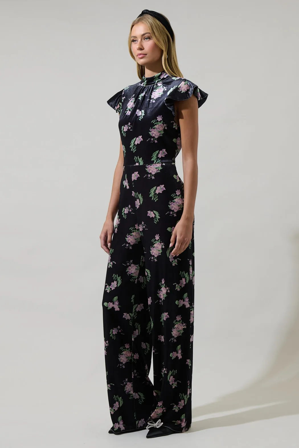 Erica Floral Arabella Mock Neck Wide Leg Jumpsuit sold by Sugarlips product image thumbnail 3