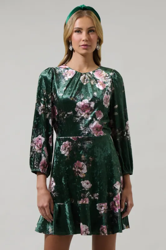 Sharon Floral Lobelia Dolman Sleeve Mini Dress sold by Sugarlips