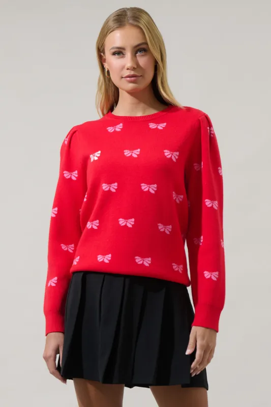 Beatrix Bow Round Neck Sweater sold by Sugarlips