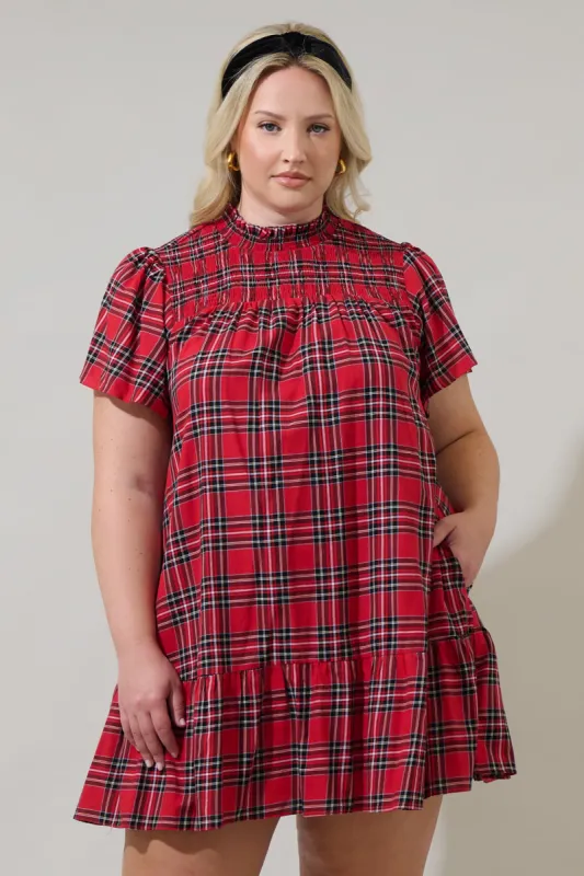 Boswell Tartan Plaid Yare Short Sleeve Mini Dress Curve sold by Sugarlips