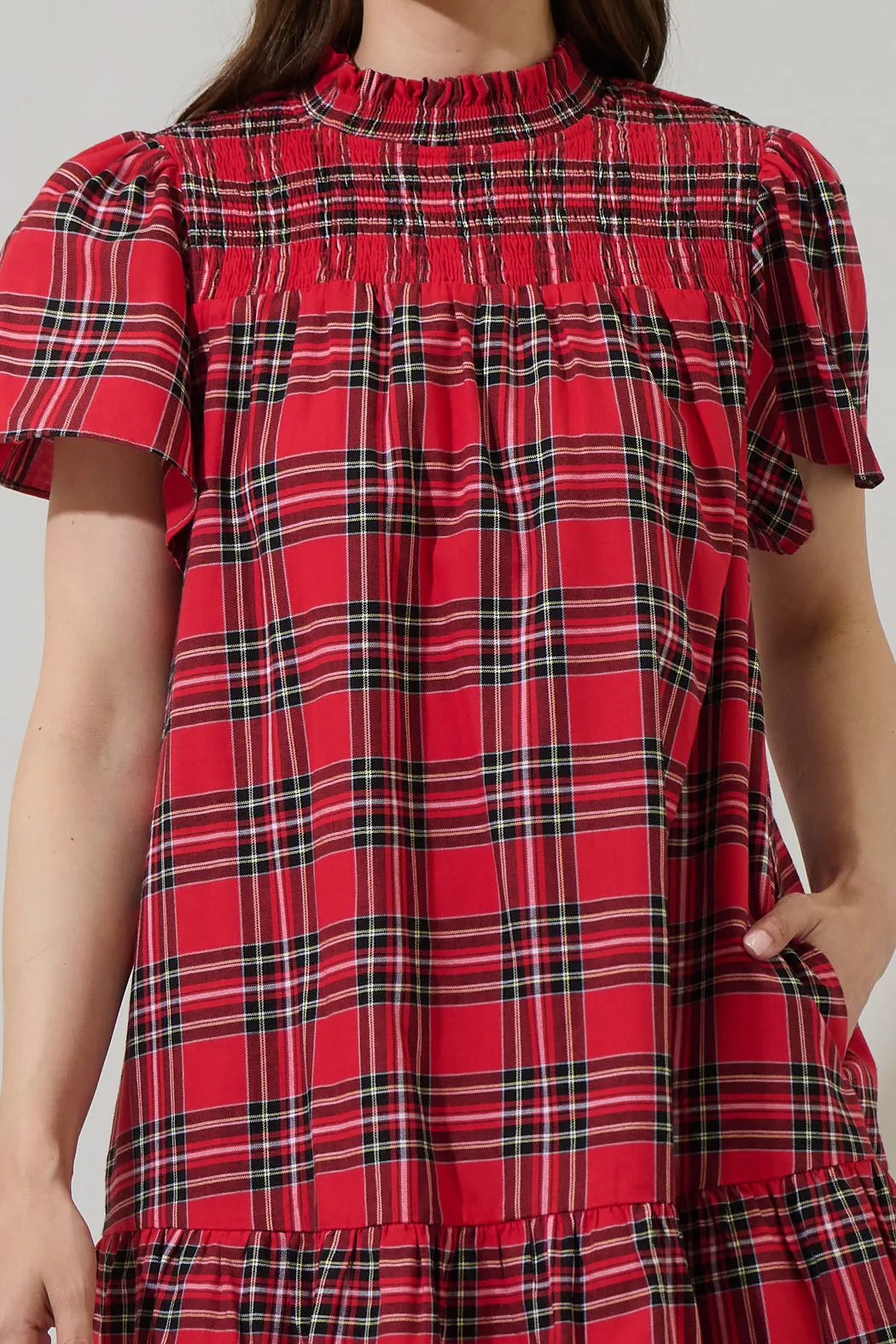 Boswell Tartan Plaid Yare Short Sleeve Mini Dress sold by Sugarlips product image thumbnail 5