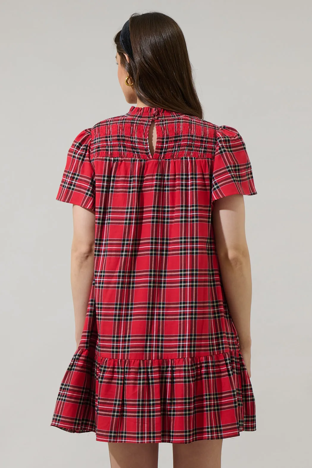 Boswell Tartan Plaid Yare Short Sleeve Mini Dress sold by Sugarlips product image thumbnail 2