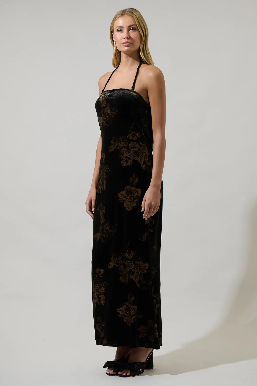 Ace Floral Dynamite Velvet Strapless Maxi Dress sold by Sugarlips product image thumbnail 3