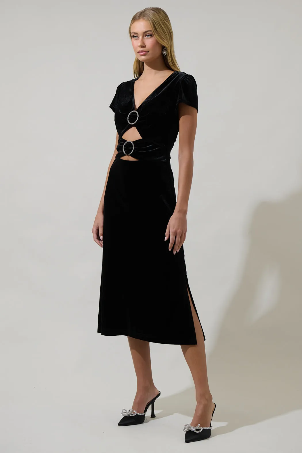 Fridley Velvet Cut Out Midi Dress sold by Sugarlips product image thumbnail 3