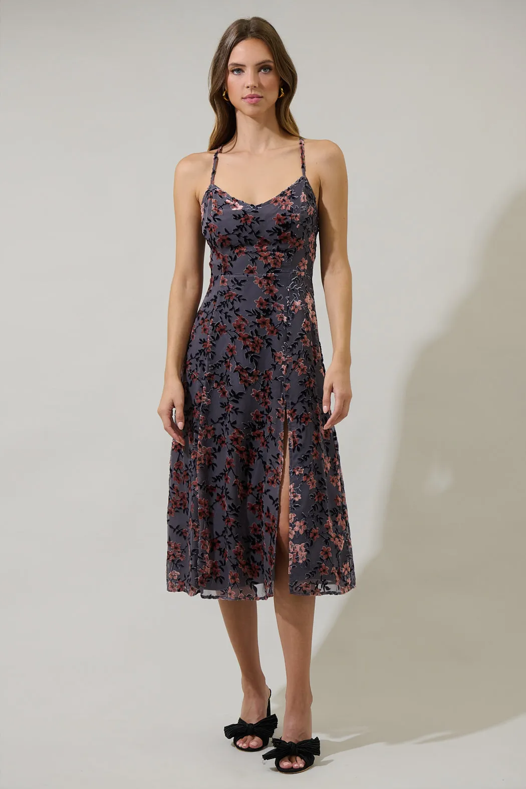 Liberty Floral Midnight Parting Ways Midi Dress sold by Sugarlips