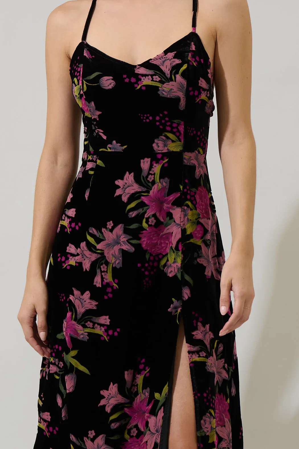 Sylvia Floral Midnight Parting Ways Midi Dress sold by Sugarlips product image thumbnail 4