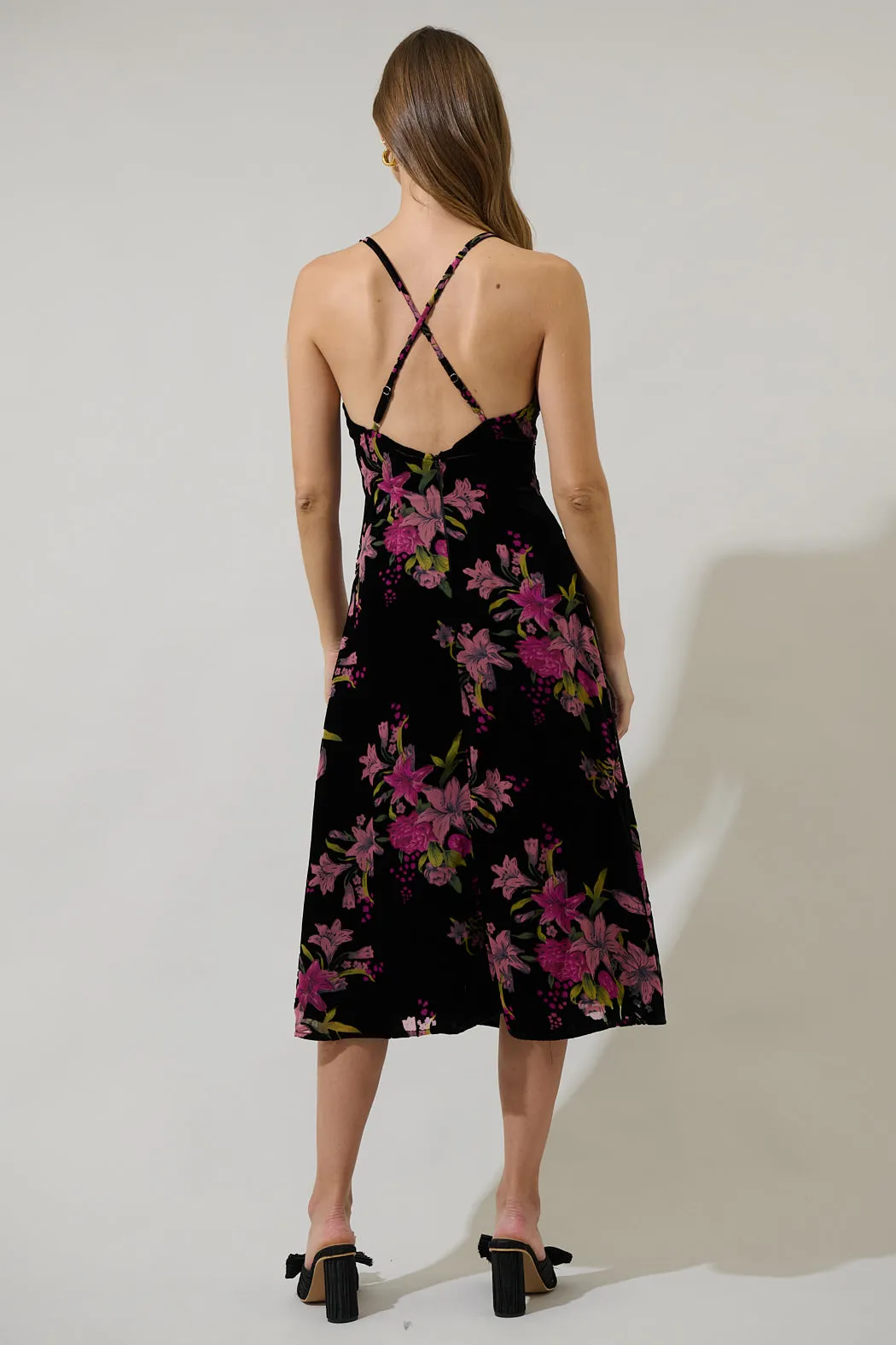 Sylvia Floral Midnight Parting Ways Midi Dress sold by Sugarlips product image thumbnail 2