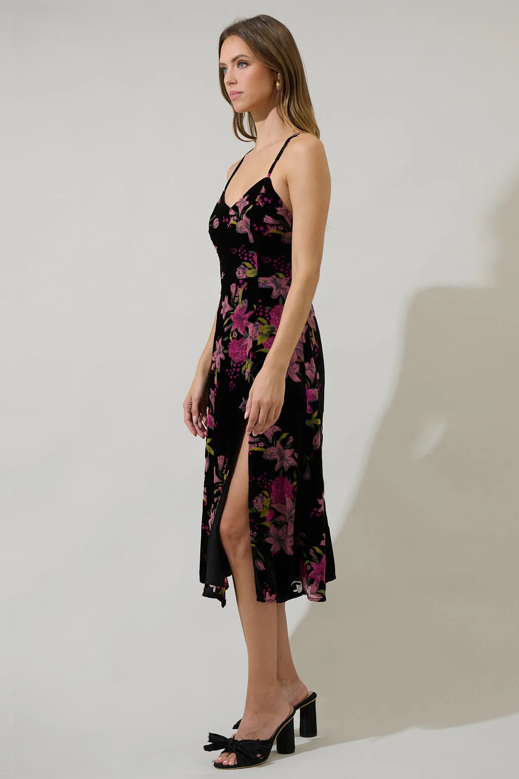 Sylvia Floral Midnight Parting Ways Midi Dress sold by Sugarlips product image thumbnail 3