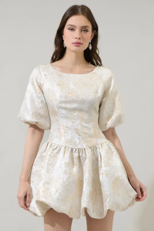 Lola Jacquard Elisah Floral Bubble Mini Dress sold by Sugarlips