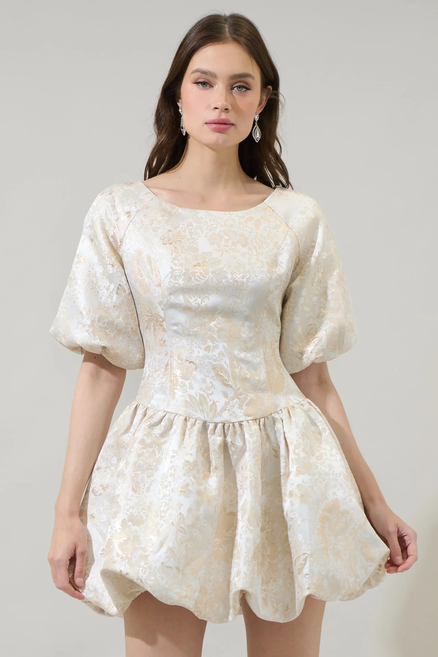 Lola Jacquard Elisah Floral Bubble Mini Dress sold by Sugarlips