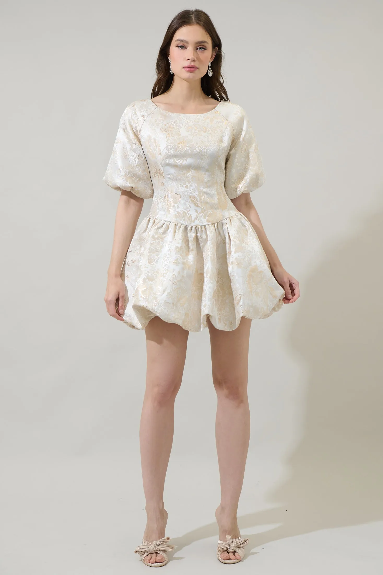 Lola Jacquard Elisah Floral Bubble Mini Dress sold by Sugarlips product image thumbnail 4