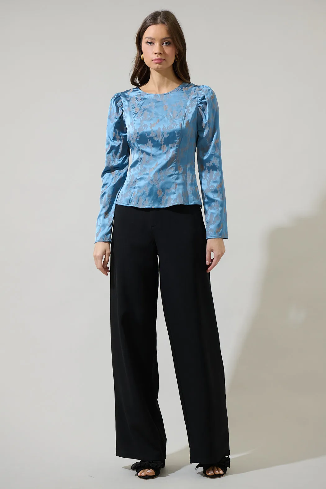 Beath Floral Luley Satin Long Sleeve Top sold by Sugarlips product image thumbnail 4