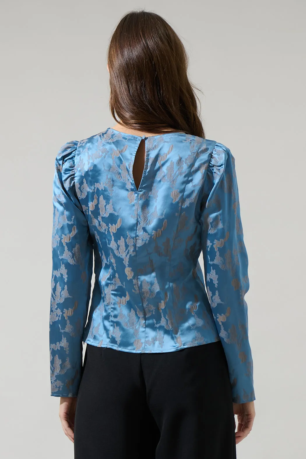 Beath Floral Luley Satin Long Sleeve Top sold by Sugarlips product image thumbnail 2