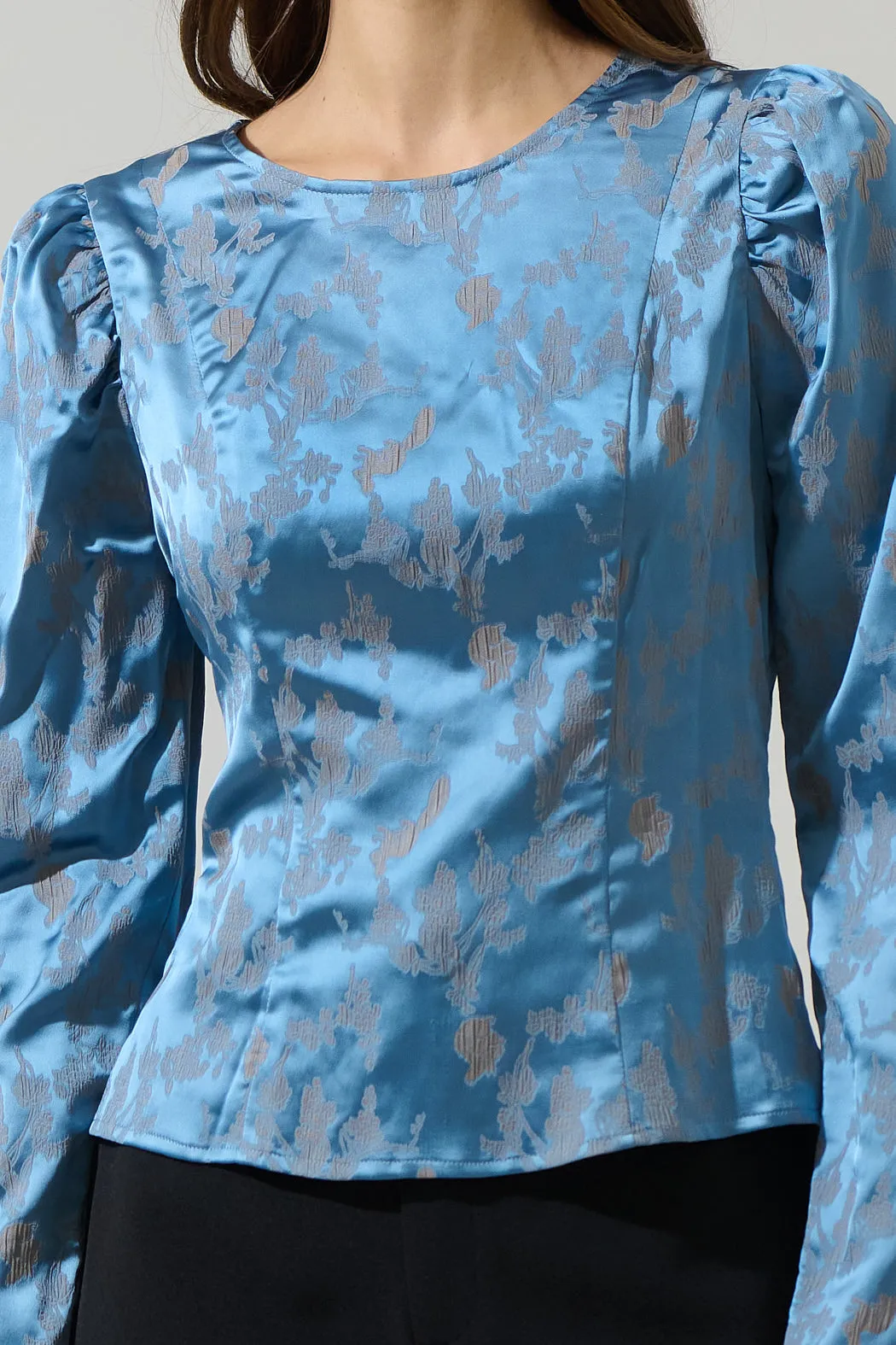 Beath Floral Luley Satin Long Sleeve Top sold by Sugarlips product image thumbnail 5