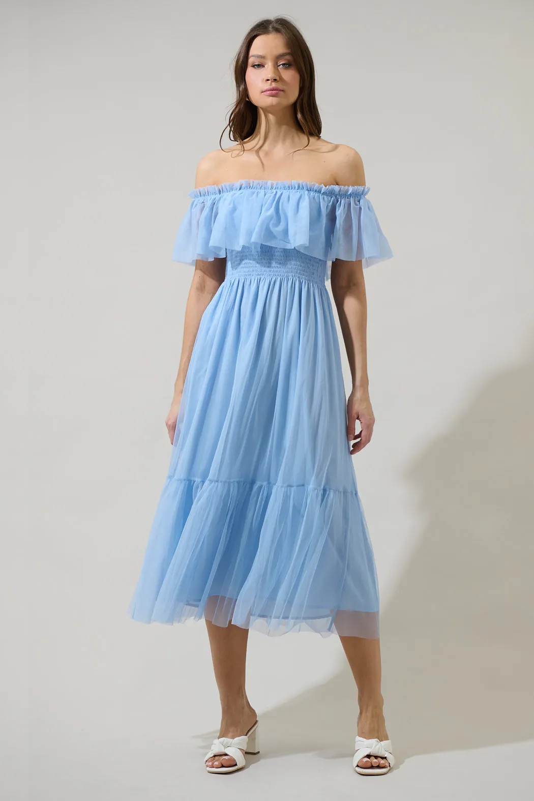 Trace Tulle Off the Shoulder Midi Dress sold by Sugarlips product image thumbnail 5