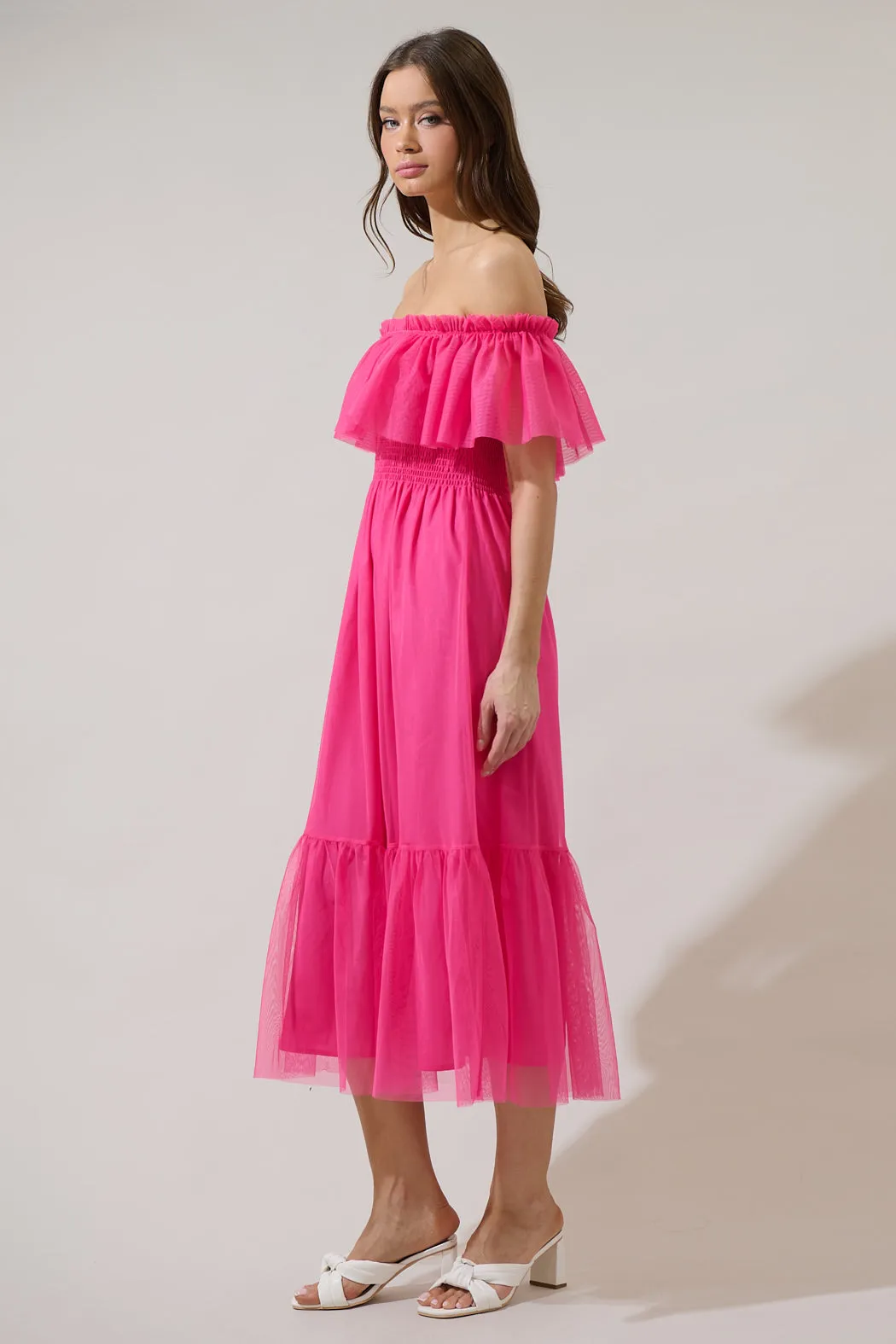 Trace Tulle Off the Shoulder Midi Dress sold by Sugarlips product image thumbnail 3