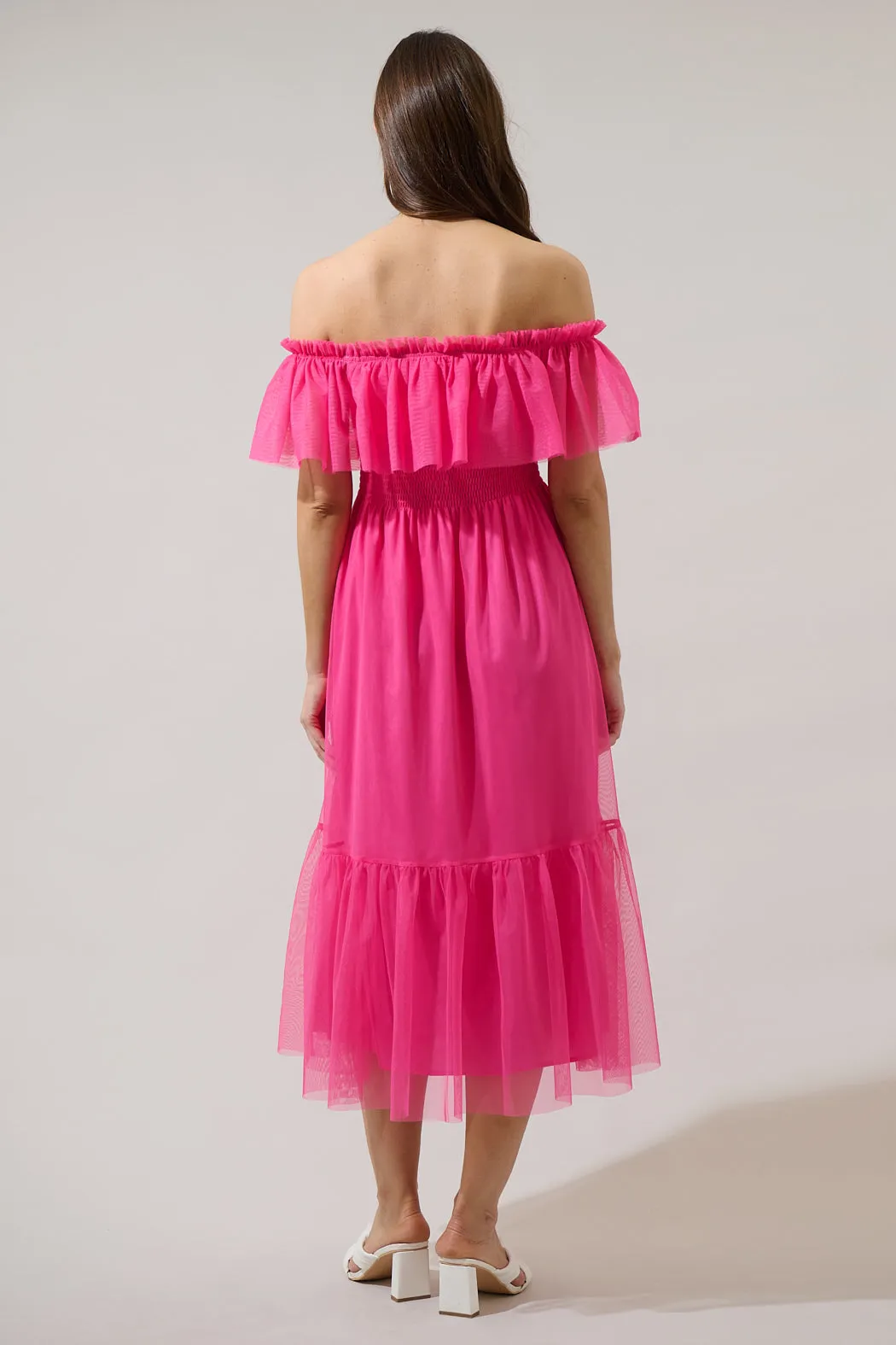 Trace Tulle Off the Shoulder Midi Dress sold by Sugarlips product image thumbnail 2