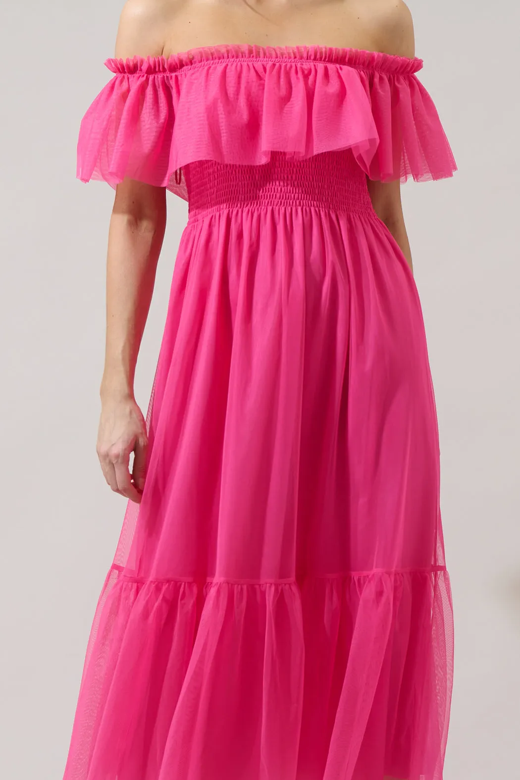 Trace Tulle Off the Shoulder Midi Dress sold by Sugarlips product image thumbnail 4