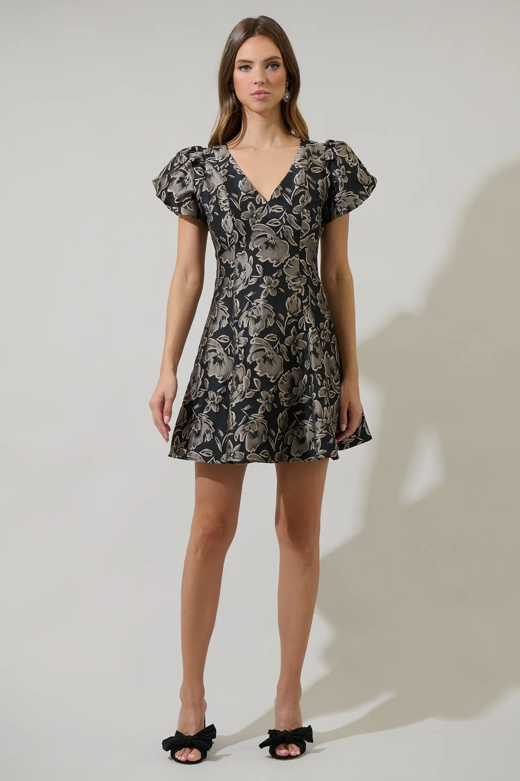 Lyla Jacquard Floral Lara Flare Mini Dress sold by Sugarlips product image thumbnail 5