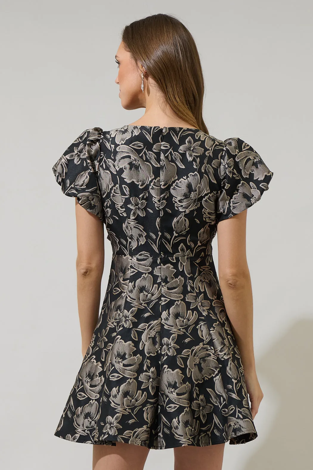 Lyla Jacquard Floral Lara Flare Mini Dress sold by Sugarlips product image thumbnail 3