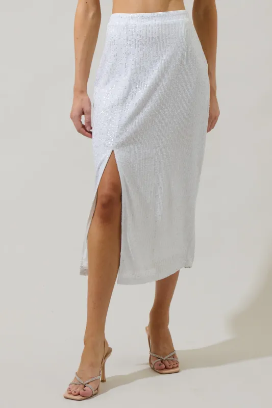 Kenzy Sequin Friday Nights Midi Skirt sold by Sugarlips