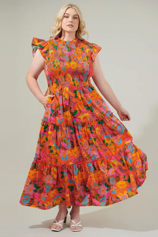 Idalia Floral Smocked Midi Dress Curve sold by Sugarlips