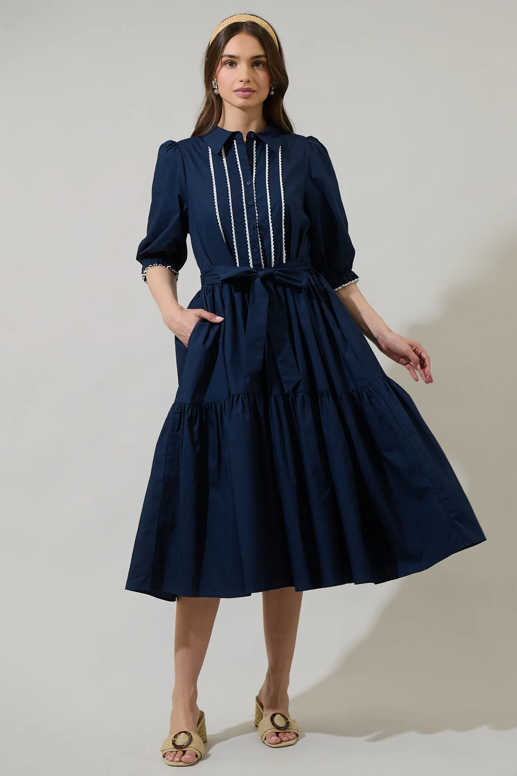 Karley Collared Button Down Midi Dress sold by Sugarlips