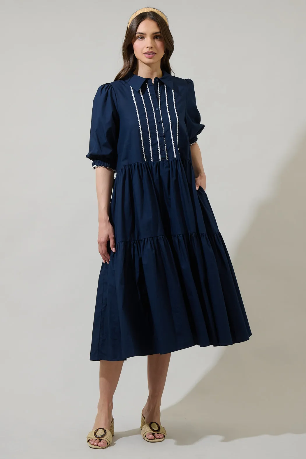 Karley Collared Button Down Midi Dress sold by Sugarlips product image thumbnail 4