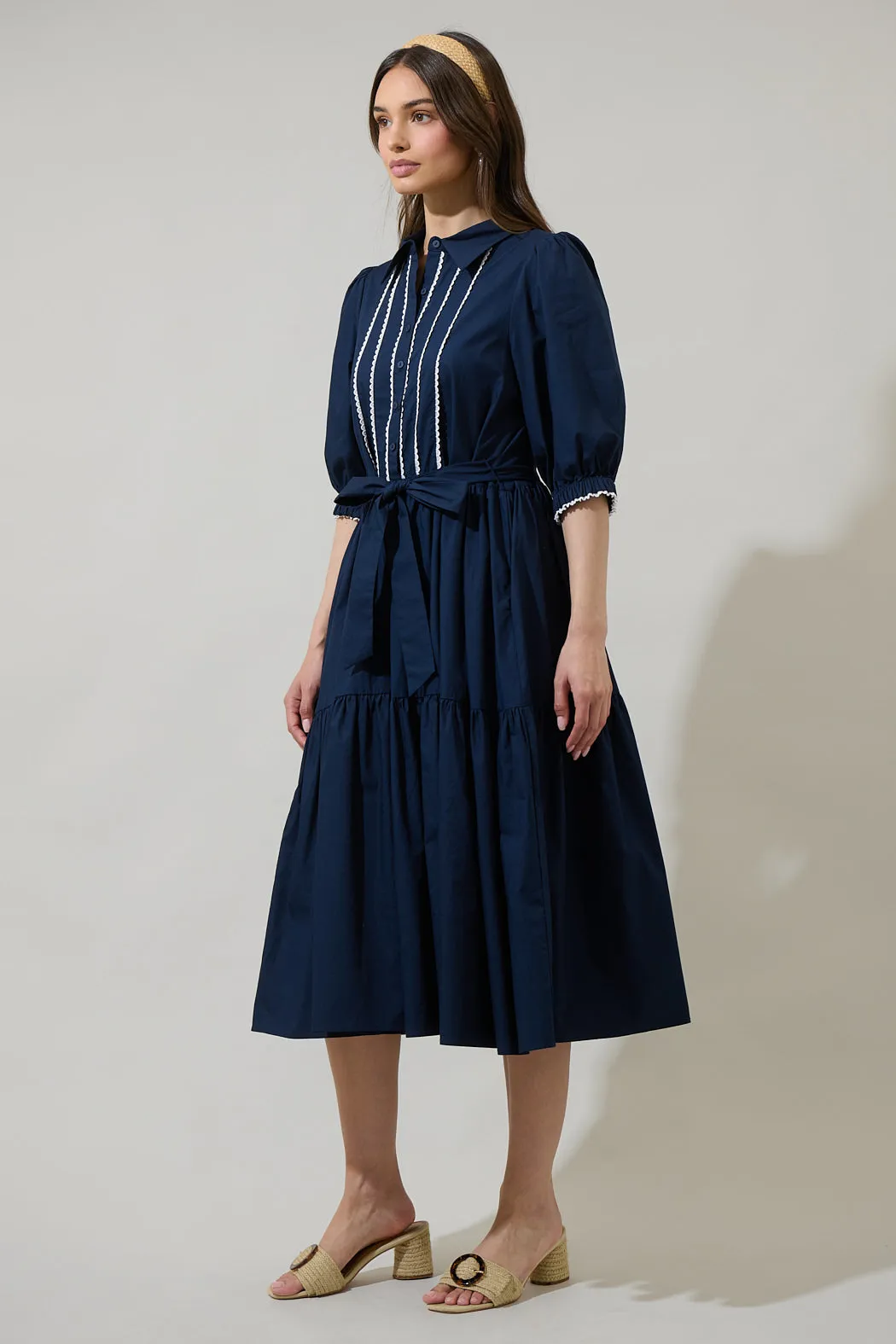 Karley Collared Button Down Midi Dress sold by Sugarlips product image thumbnail 3