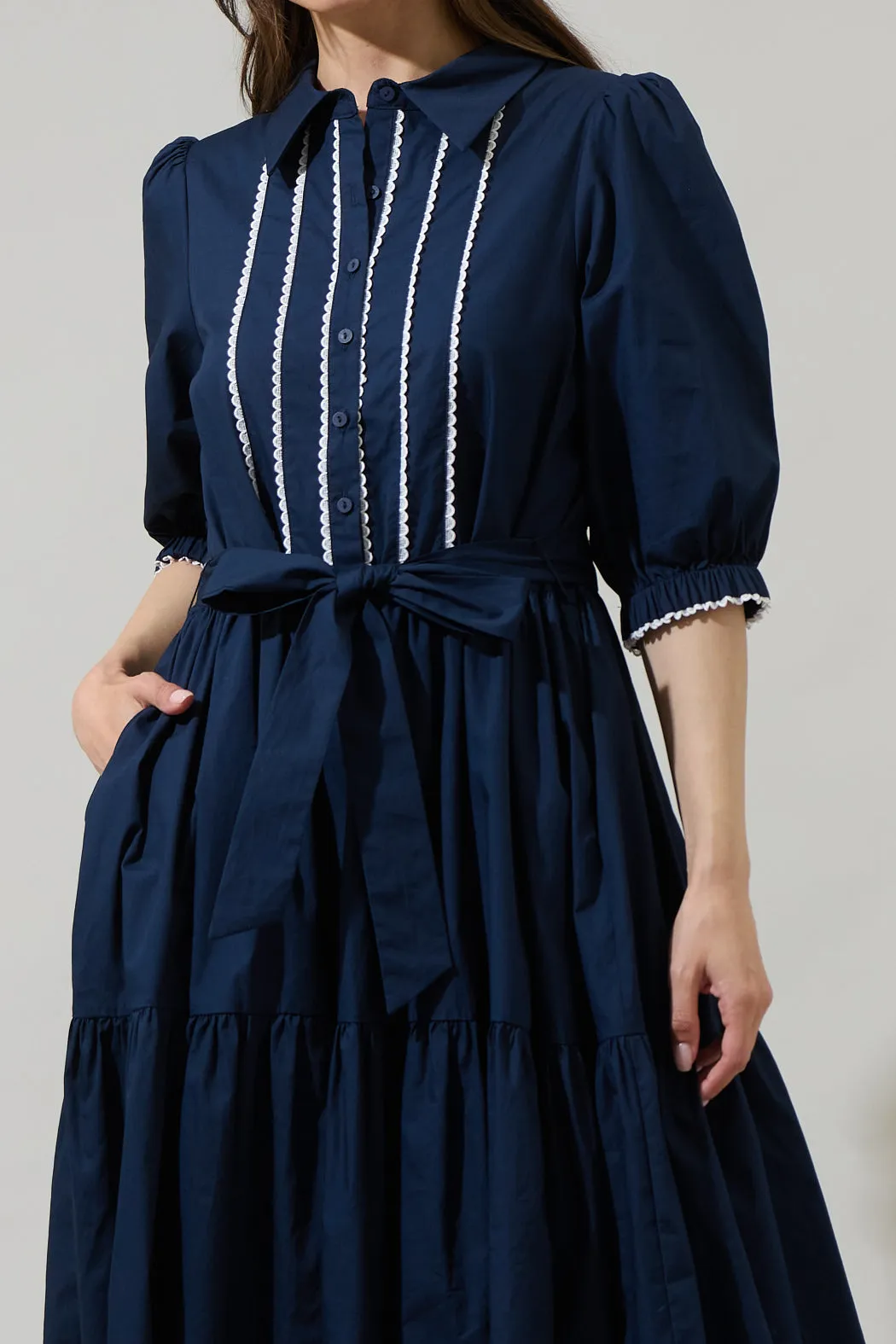 Karley Collared Button Down Midi Dress sold by Sugarlips product image thumbnail 5