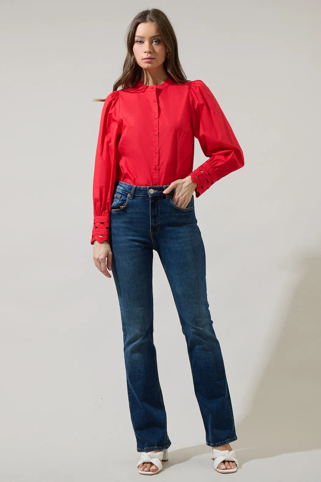 Ziana Button Down Ric Rac Trim Shirt sold by Sugarlips product image thumbnail 4