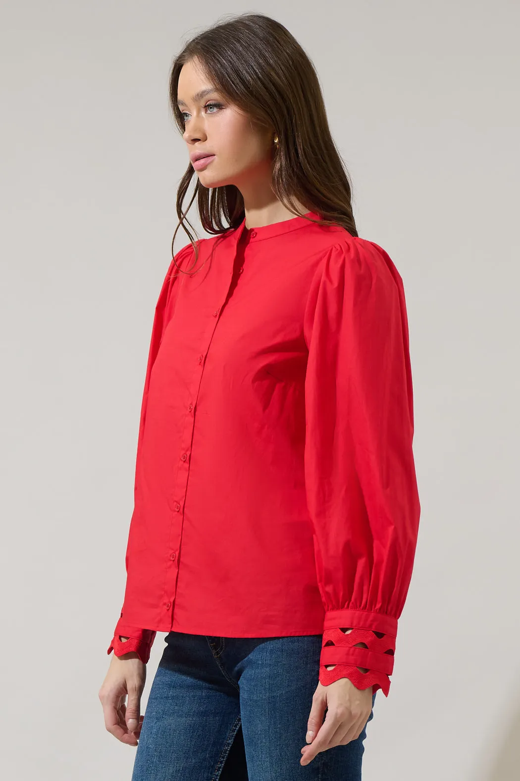 Ziana Button Down Ric Rac Trim Shirt sold by Sugarlips product image thumbnail 3