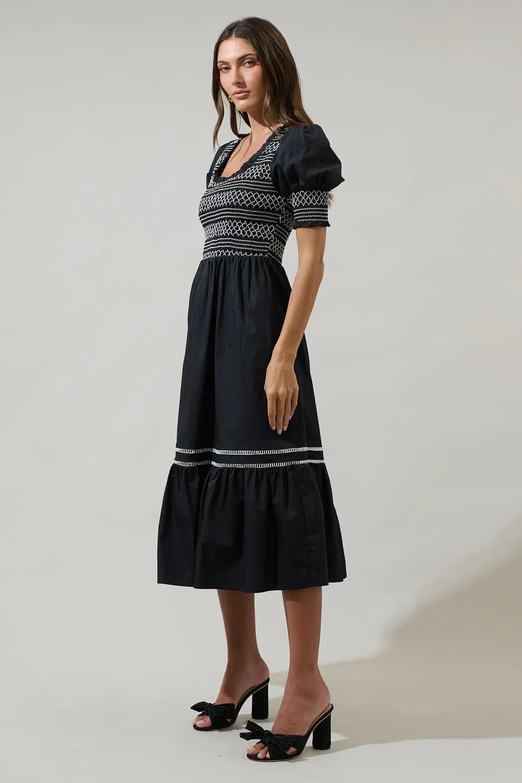 Carlene Smocked Stitch Midi Dress sold by Sugarlips product image thumbnail 3