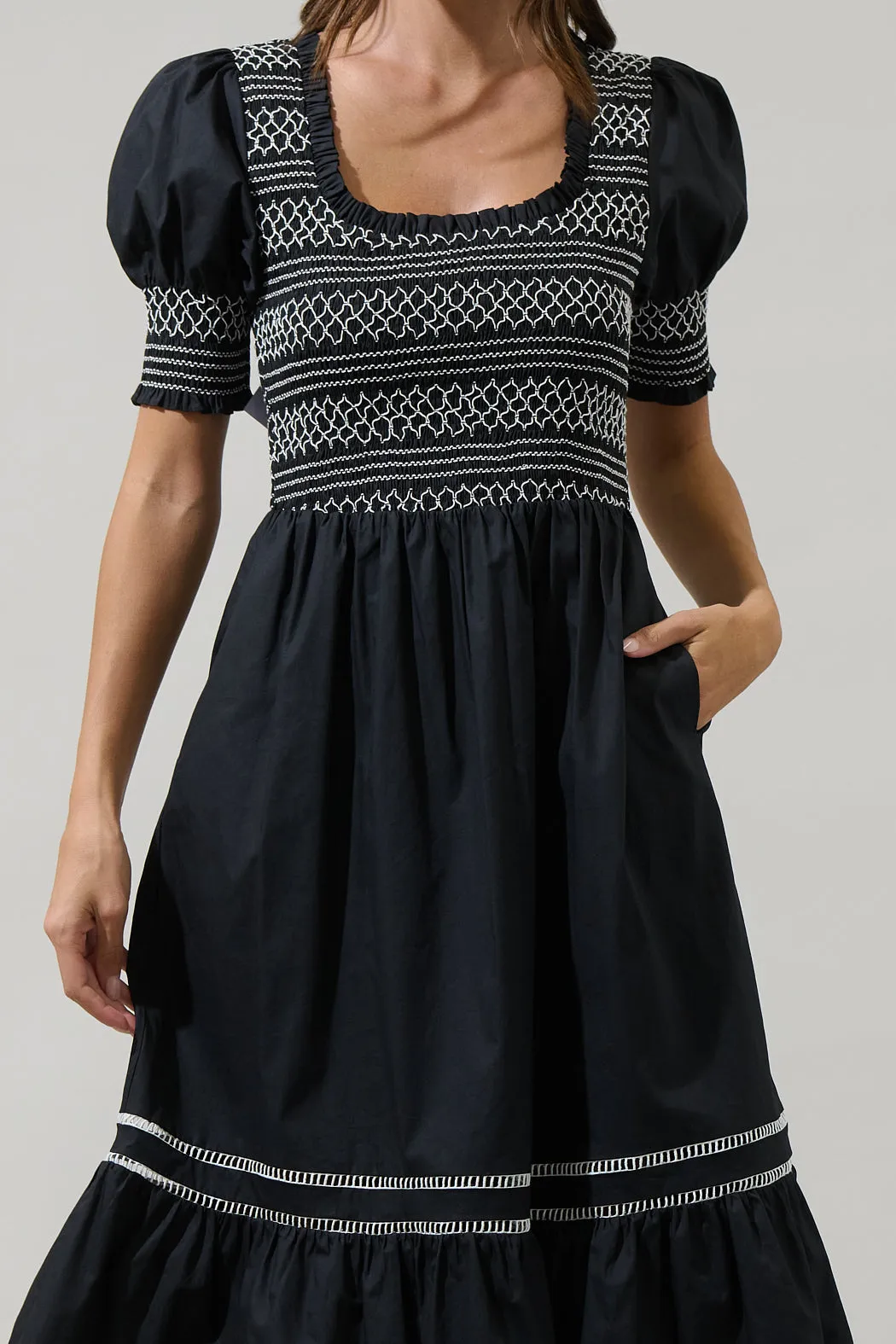 Carlene Smocked Stitch Midi Dress sold by Sugarlips product image thumbnail 4