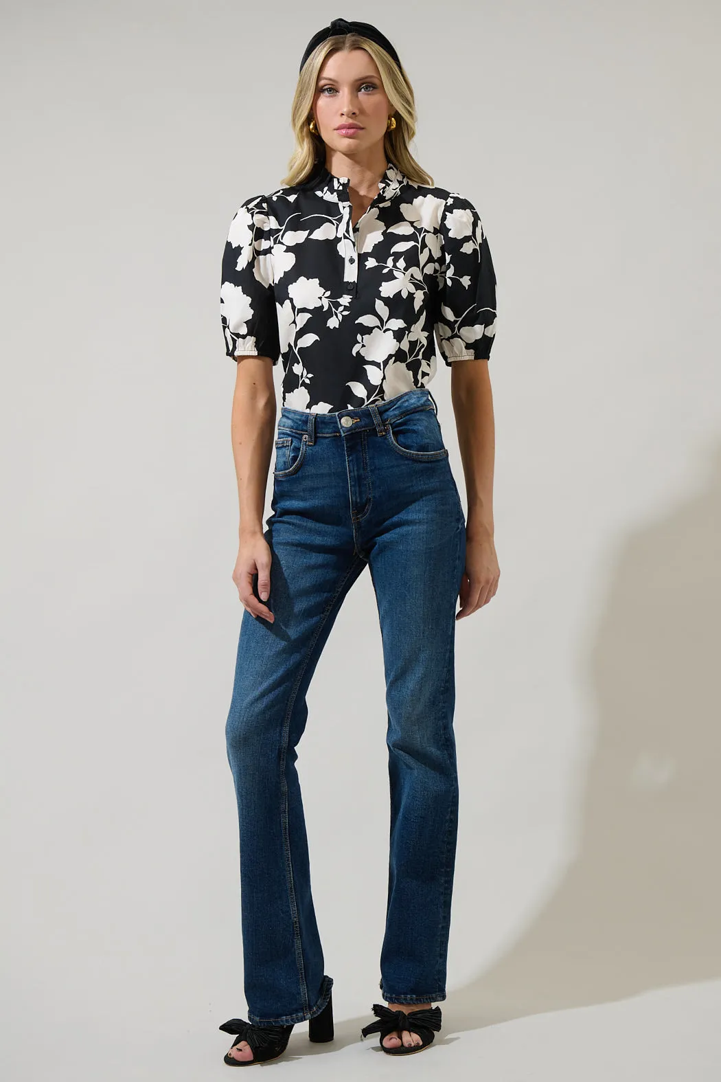 Mableton Floral Miraya Mock Neck Poplin Top sold by Sugarlips product image thumbnail 4