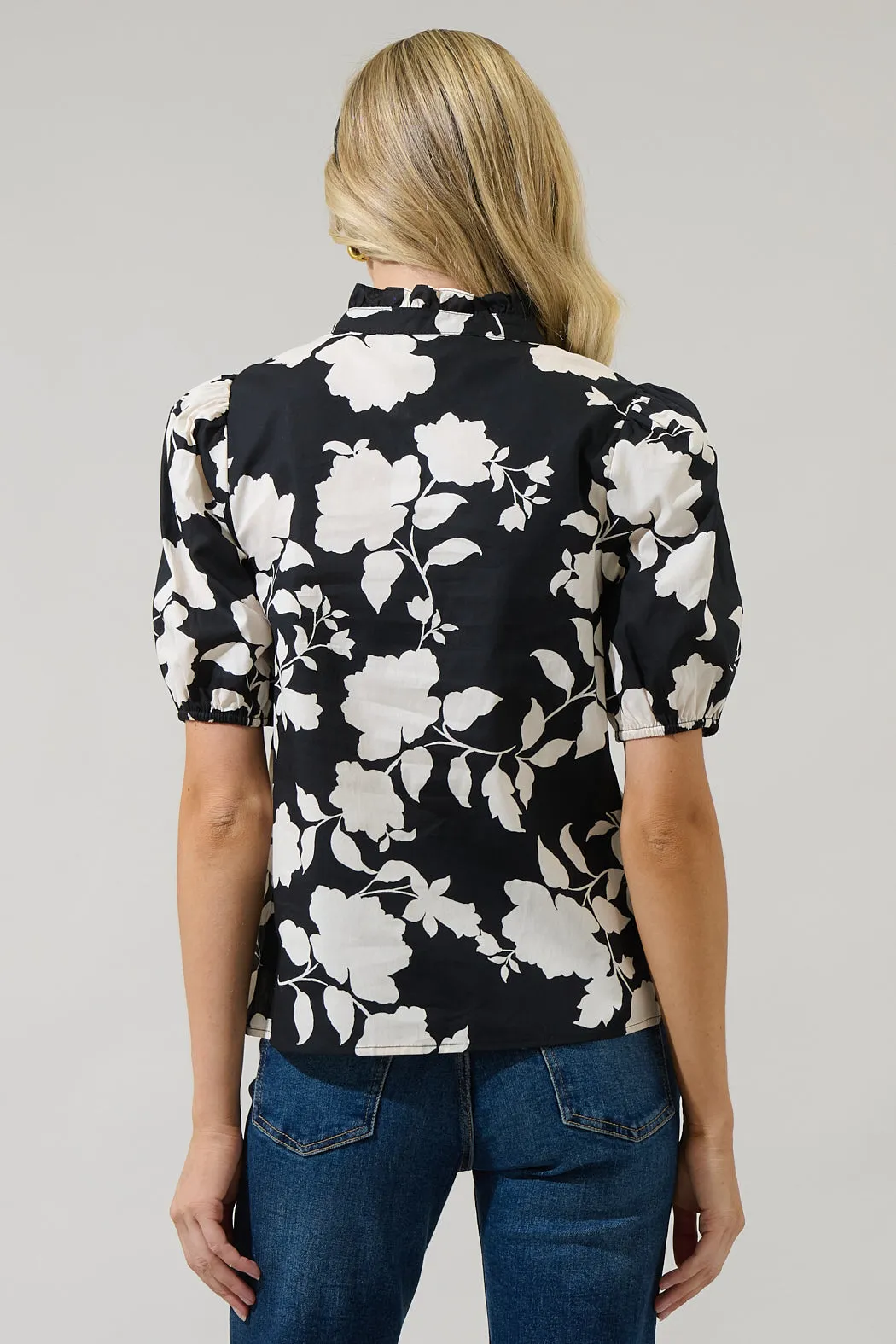Mableton Floral Miraya Mock Neck Poplin Top sold by Sugarlips product image thumbnail 2