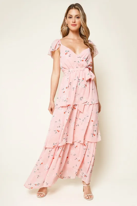 Daydreamer Floral Print Ruffled Tier Maxi Dress sold by Sugarlips
