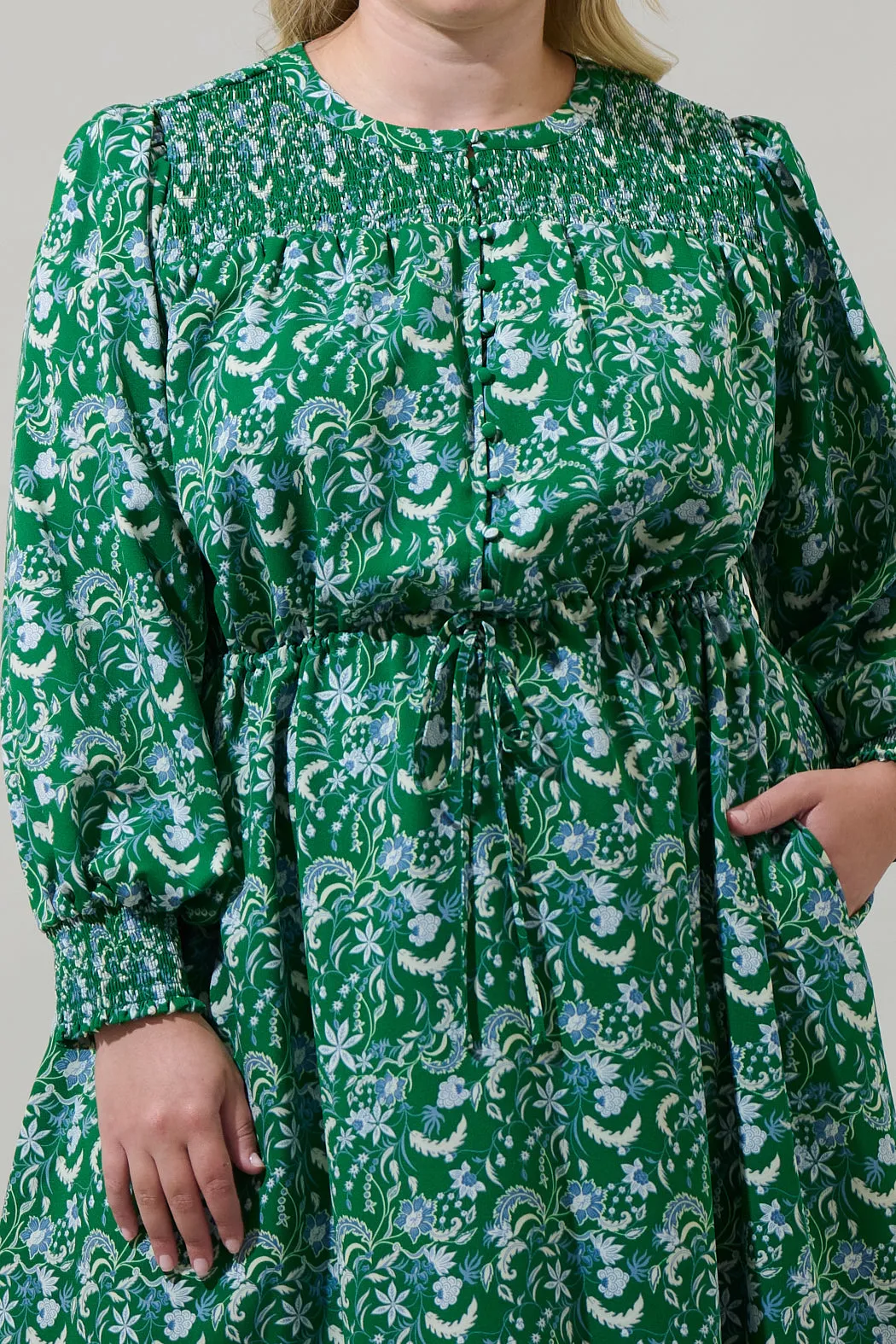 Cabana Baudelaire Floral Keila Smocked Midi Dress Curve sold by Sugarlips product image thumbnail 5