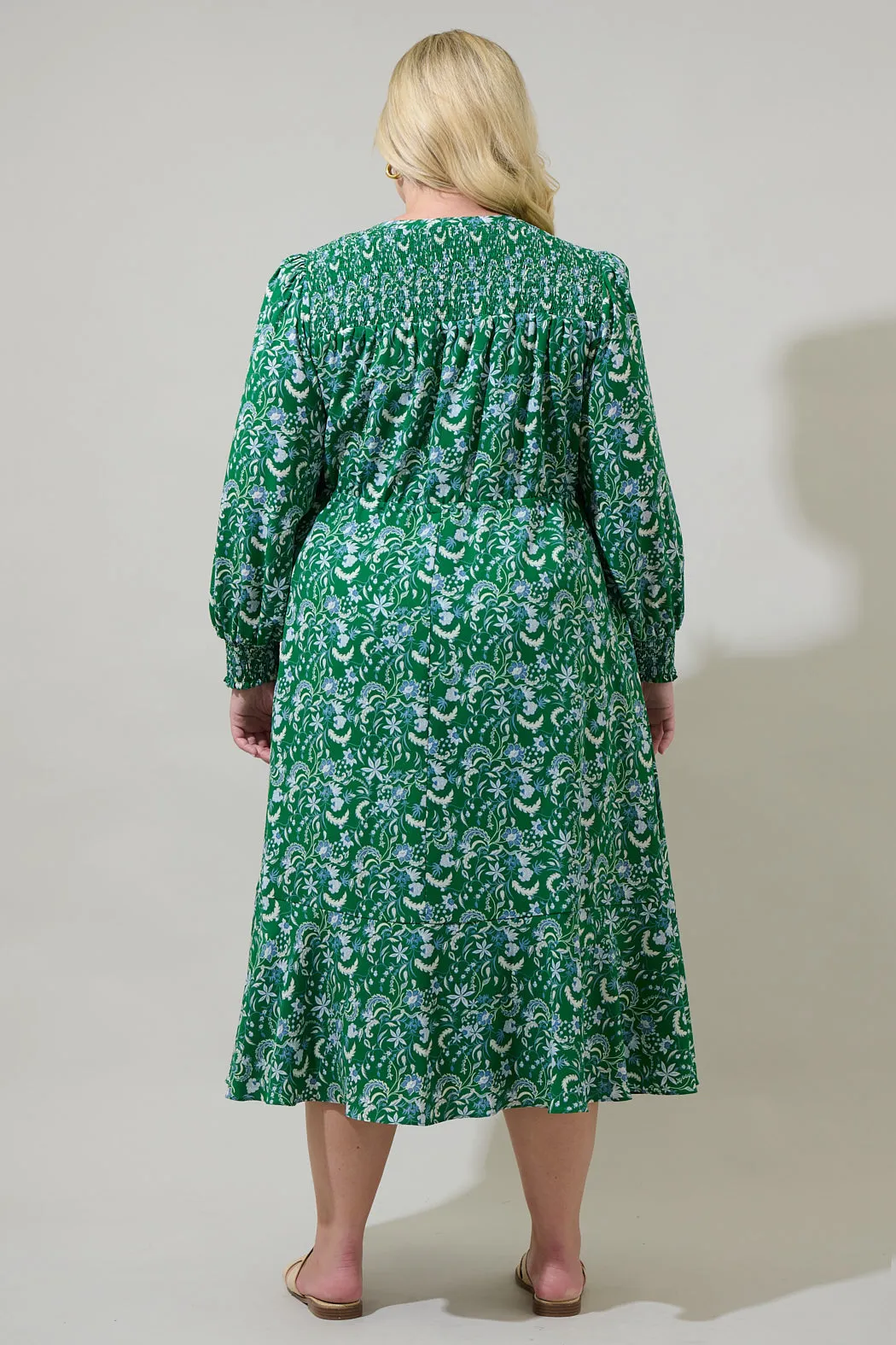 Cabana Baudelaire Floral Keila Smocked Midi Dress Curve sold by Sugarlips product image thumbnail 2