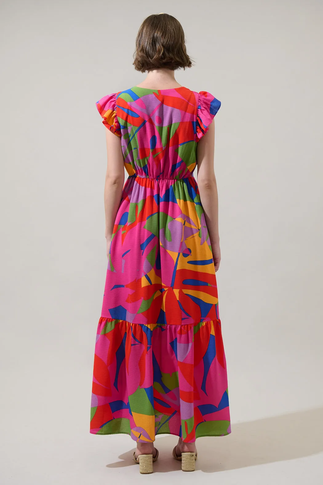 Soleil Abstract Evianna Button Down Flutter Maxi Dress sold by Sugarlips product image thumbnail 2
