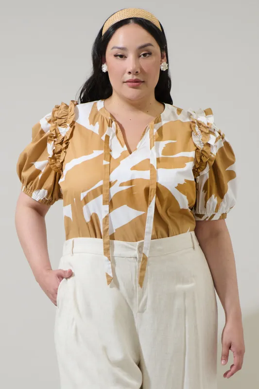 Hazel Abstract Noche Tie Neck Blouse Curve sold by Sugarlips