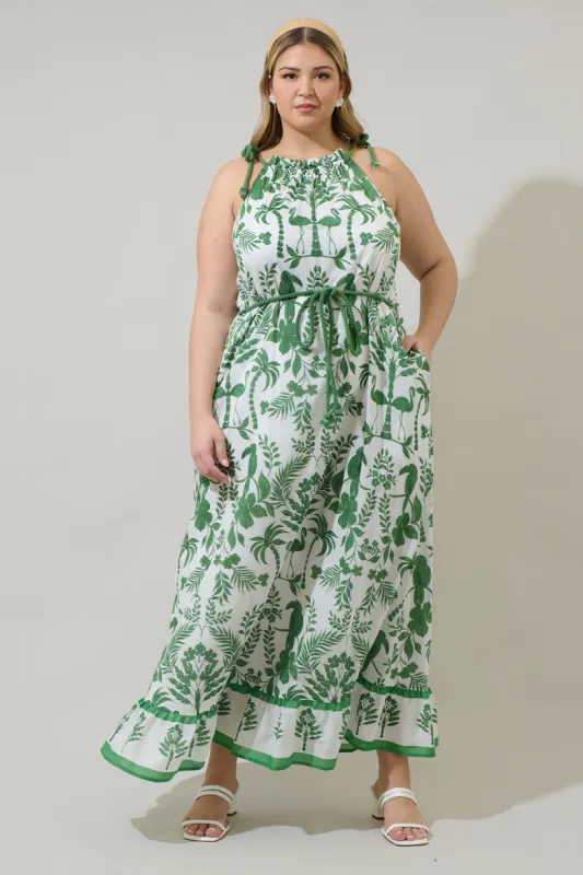 Kimana Floral Halter Neck Maxi Dress Curve sold by Sugarlips