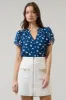 Elodie Dot Montie Ruffle Tie Neck Blouse sold by Sugarlips