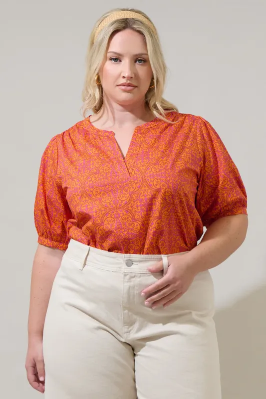 DeBary Floral Neli Split Neck Top Curve sold by Sugarlips