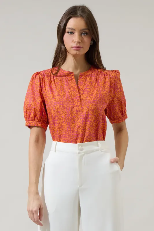 DeBary Floral Neli Split Neck Top sold by Sugarlips